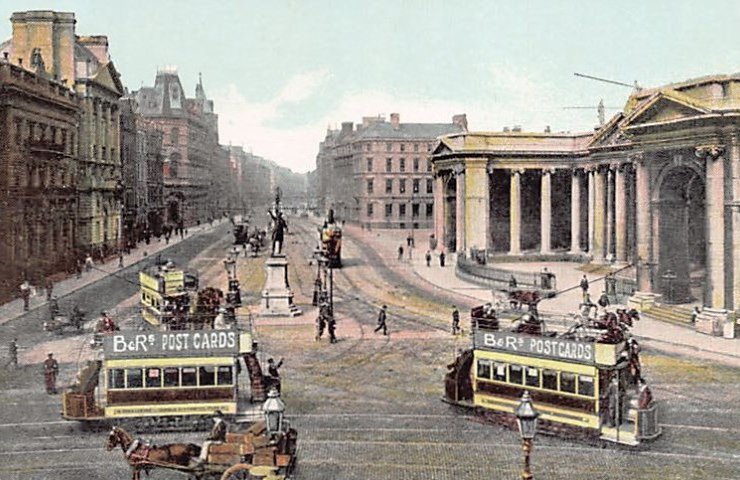 Eire Ireland Dublin Dame St And College Green Trams Vintage A4 Photo Print
