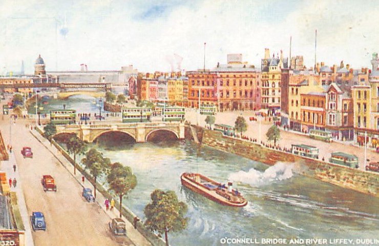Eire Ireland Dublin O Connell Bridge And River Liffey Vintage A4 Photo Print