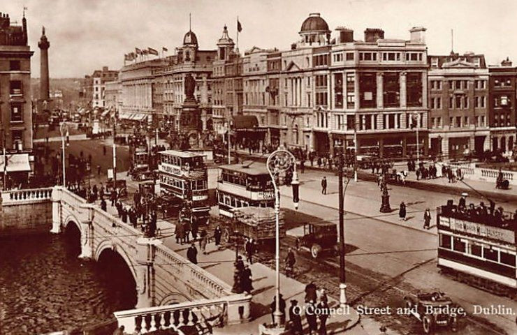 Eire Ireland Dublin O Connell Street Bridge Vintage A4 Photo Print