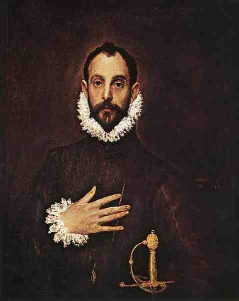 El Greco The Knight With His Hand On His Breast 1577 84 A4 Photo Print