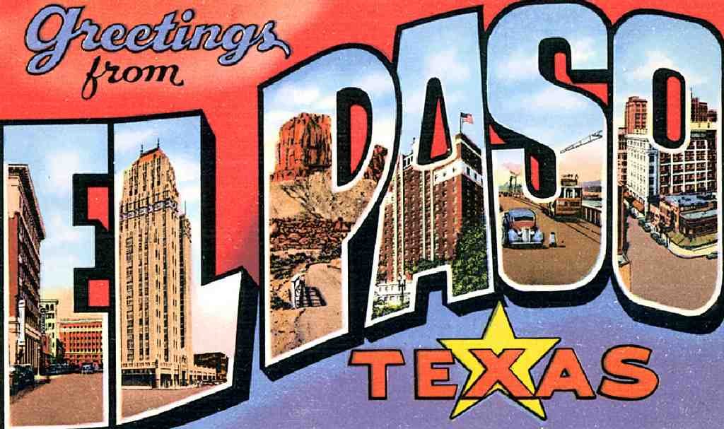 El Paso Luggage Label Vintage A4 Photo Print