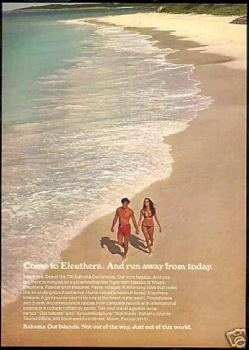 Eleuthera Beach Runaway Vintage Retro Advert Ads A4 Photo Print