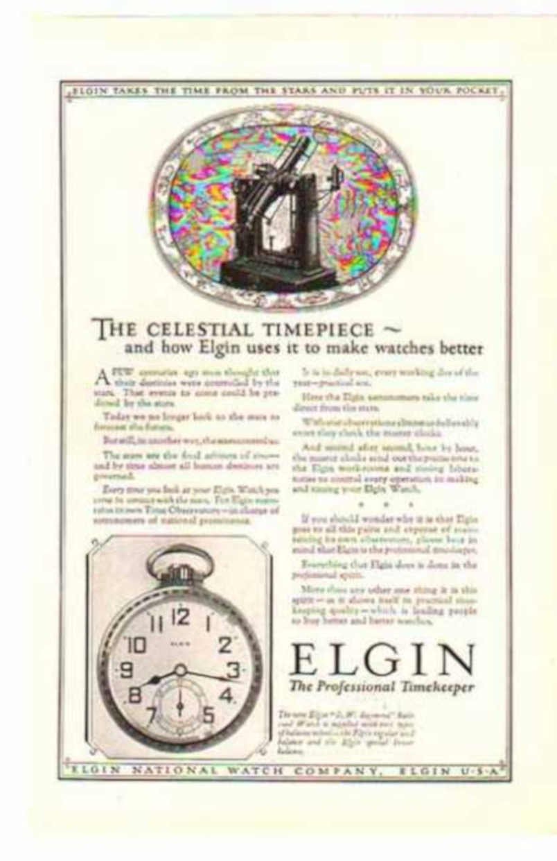 Elgin Celestial Timepiece Vintage Retro Advert Ads A4 Photo Print