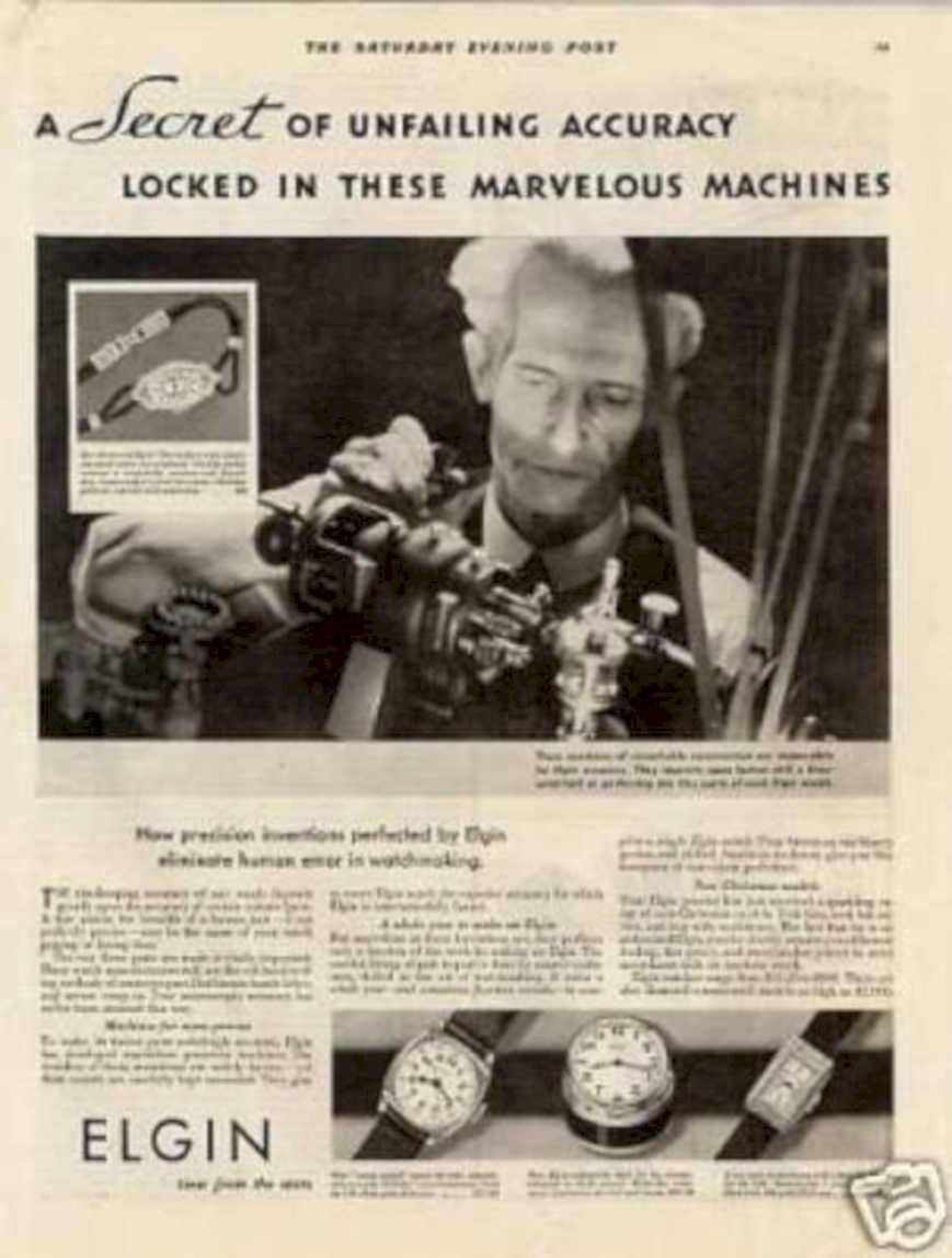 Elgin Watch Machines Vintage Retro Advert Ads A4 Photo Print