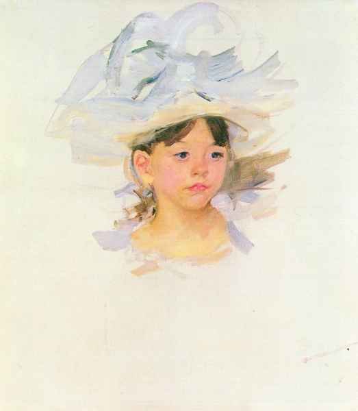 Ellen Mary Cassat with large blue hat by Cassatt A4 Photo Print