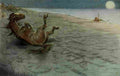 Elliott John 1859 1925 The Great Sea Horse 1909 Rolling on beach A4 Photo Print