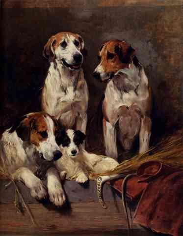 Emms John Three Hounds With A Terrier A4 Photo Print