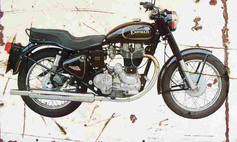 Enfield Bullet500 1990 Aged Vintage A4 Photo Print