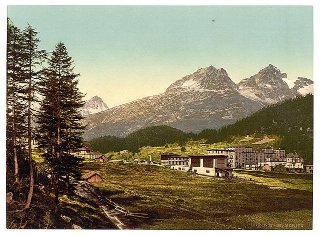 Engadine St Moritz Grisons Vintage A4 Photo Print