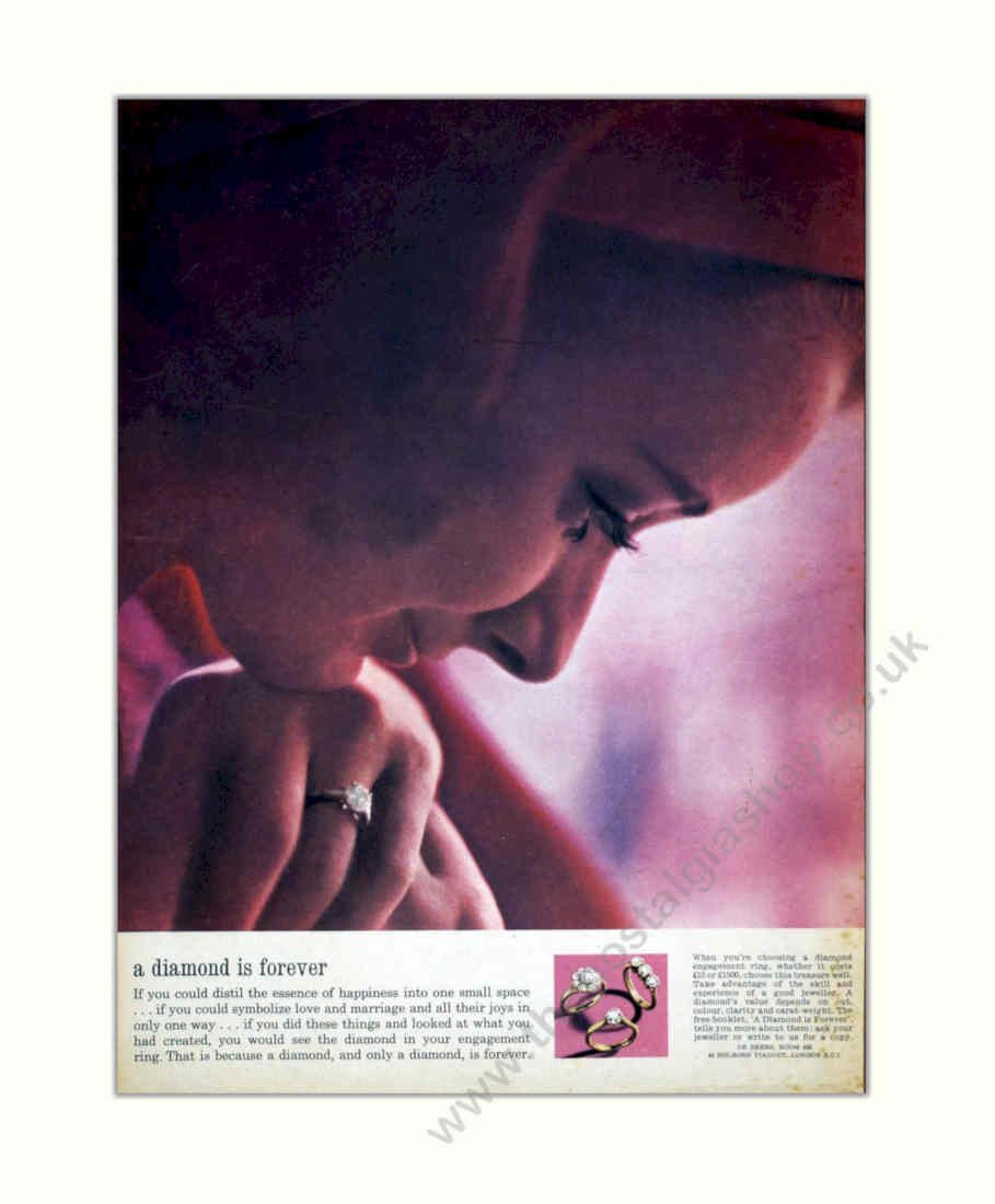Engagement Ring Diamond Vintage Retro Advert Poster A4 Photo Print