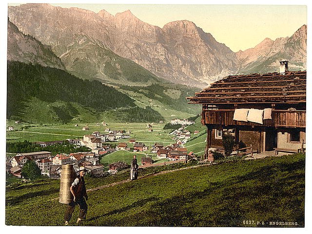 Engelberg Valley Bernese Oberland Vintage A4 Photo Print