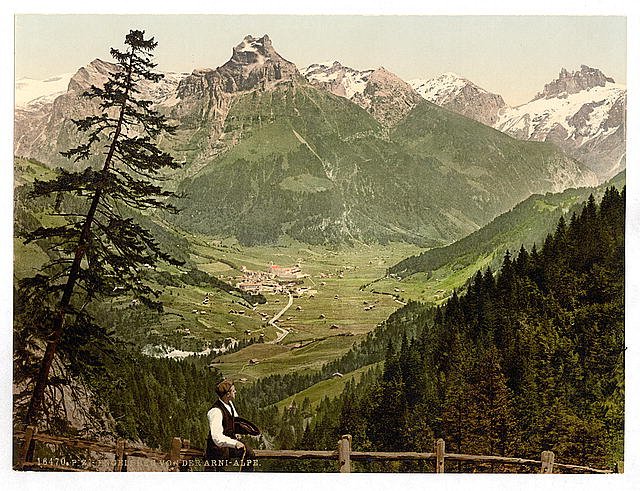 Engelberg Valley from the Arni Alps Unterwald Vintage A4 Photo Print