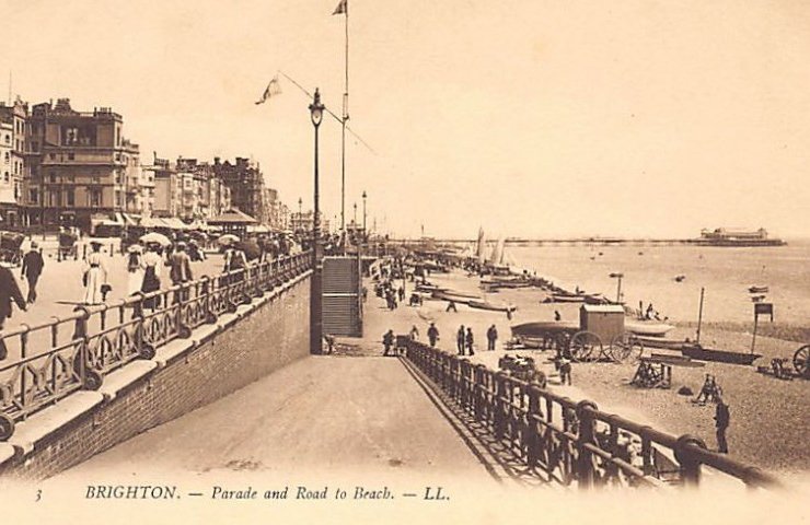 England Brighton Parade And Road To Beach Ll Levy 3 Vintage A4 Photo Print