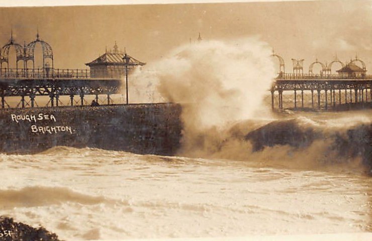 England Brighton Rough Sea The Pier Vintage A4 Photo Print