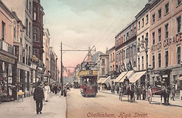 England Chelteham High Street Tram Vintage A4 Photo Print