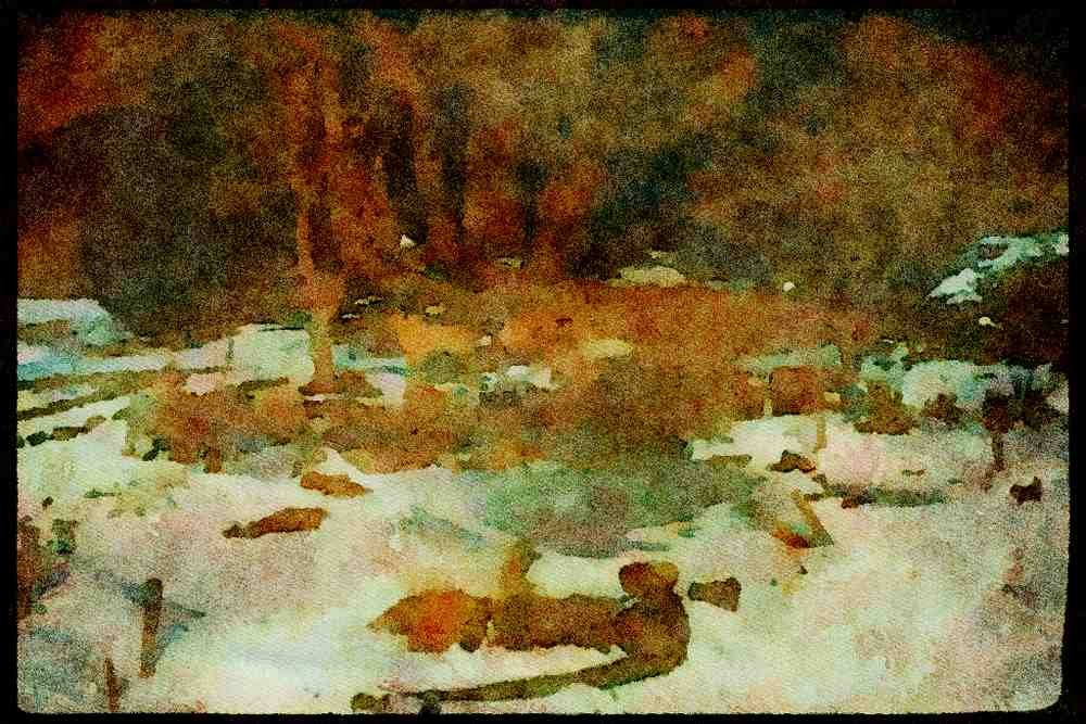 England Countryside 298029 Dogs On Ice A4 Limited Edition Watercolour Print