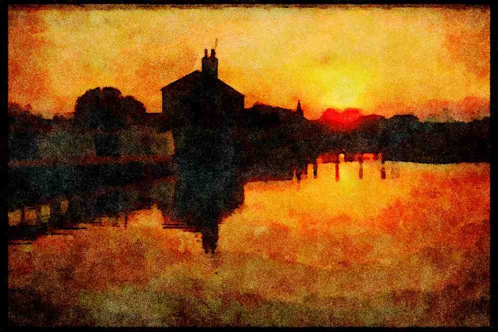 England Countryside 298064 Sunset, Grand Union Canal A4 Limited Edition Watercolour Print