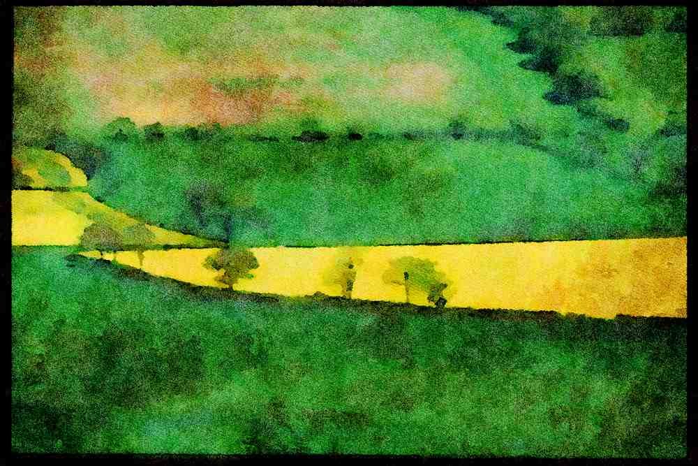 England Countryside 298065 Rape In Green Fields A4 Limited Edition Watercolour Print