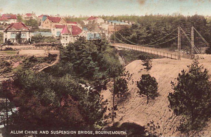 England Dorset Bournemouth Alum Chine And Suspension Bridge Vintage A4 Photo Print