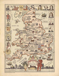 England Ireland Map Vintage Retro Advert Poster