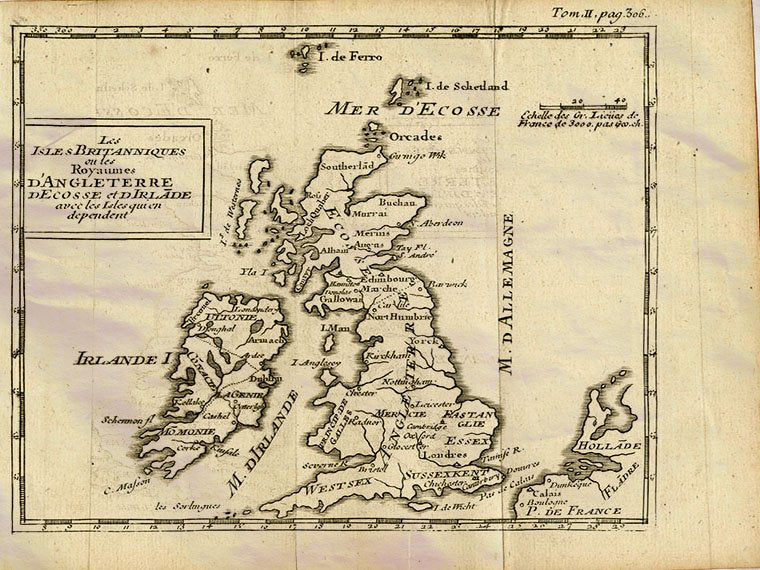 England Scotland Ireland British Isles Wales 1750 Vintage A4 Photo Print