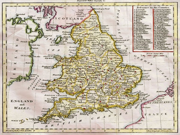 England Wales Counties Walker 1810 Vintage A4 Photo Print