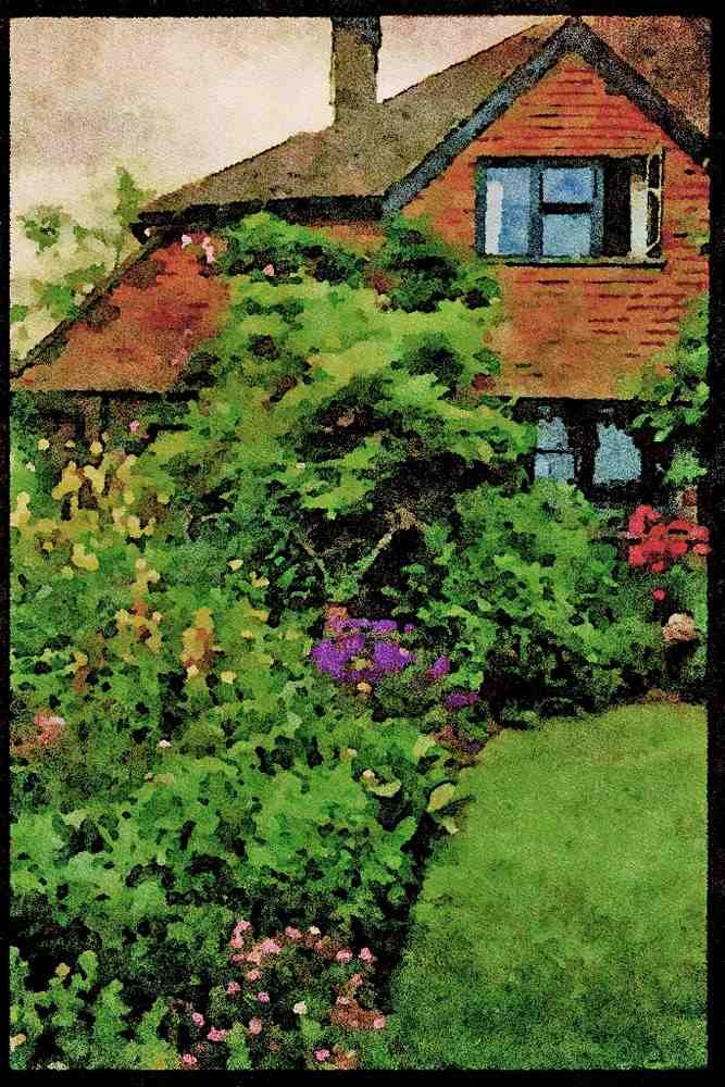 English Country Gardens UK GB 131014 Mixed Perennial Border Geraniums, Cranesbill, Erigeron A4 Limited Edition Watercolour Print