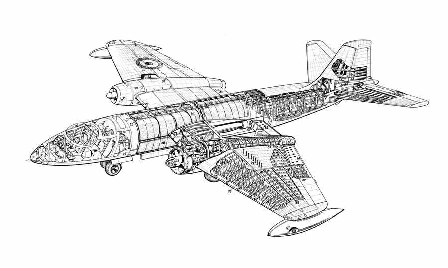English Electric Canberra cutaway A4 Photo Print