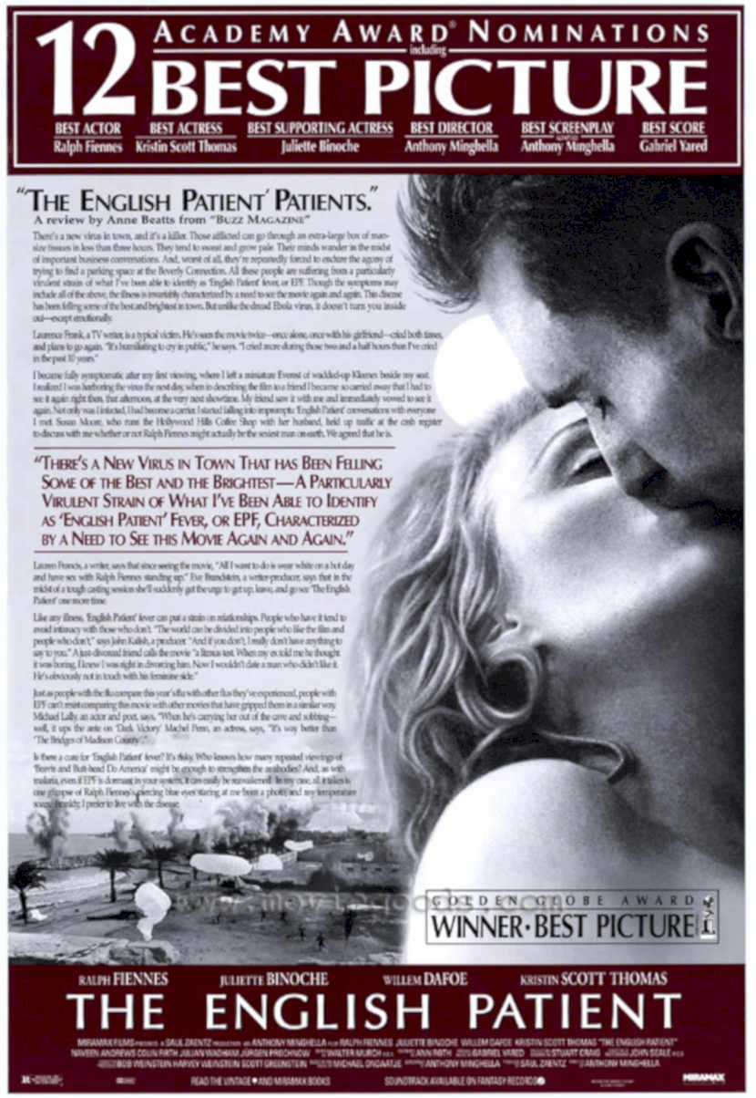English Patient Poster Vintage Retro Advert Poster A4 Photo Print