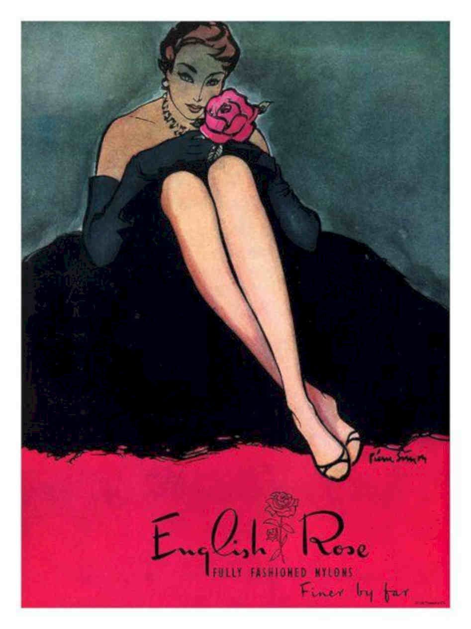 English Rose Nylons Stockings Advert Vintage Retro Advert Poster A4 Photo Print