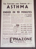 Eprazole Asthma 1939 Vintage Retro Advert Ads A4 Photo Print