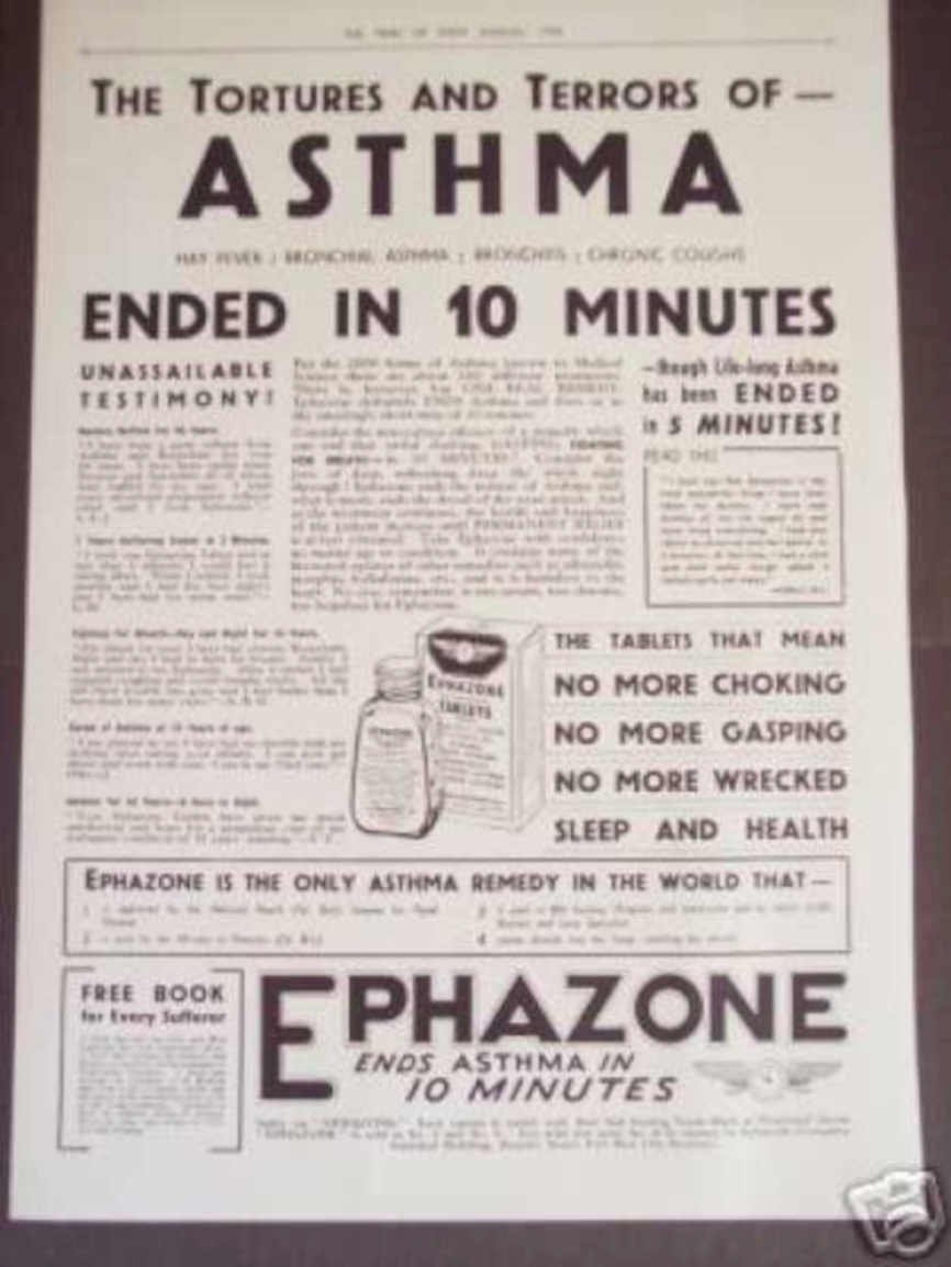 Eprazole Asthma 1939 Vintage Retro Advert Ads A4 Photo Print