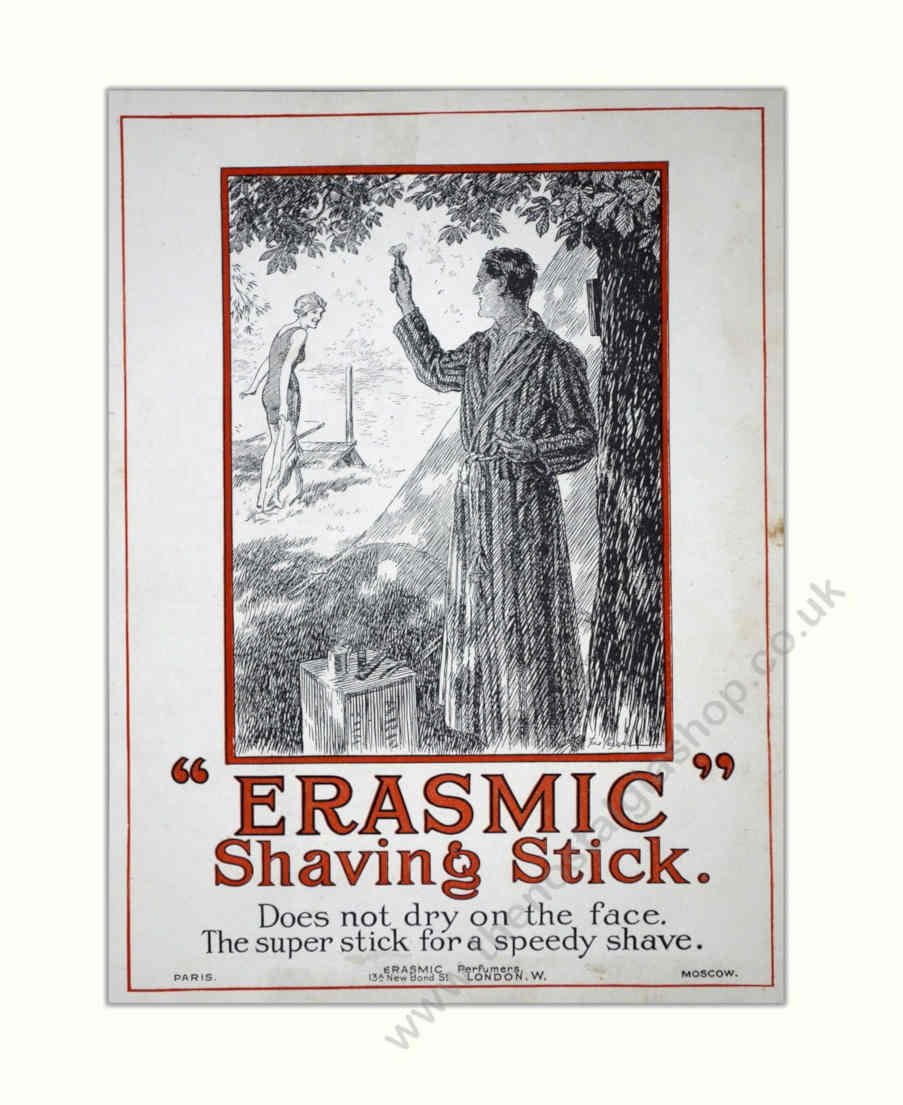Erasmic Shaving Stick 4 Vintage Retro Advert Poster A4 Photo Print