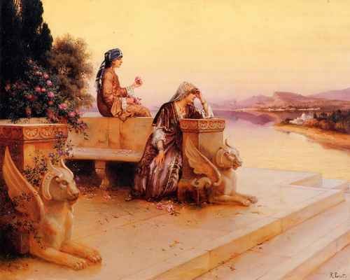 Ernst Rudolph Elegant Arab Ladies On A Terrace At Sunset A4 Photo Print