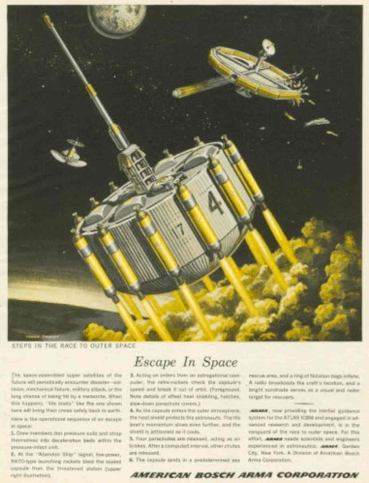 Escape Space Rocket 1950s Vintage Retro Advert Poster