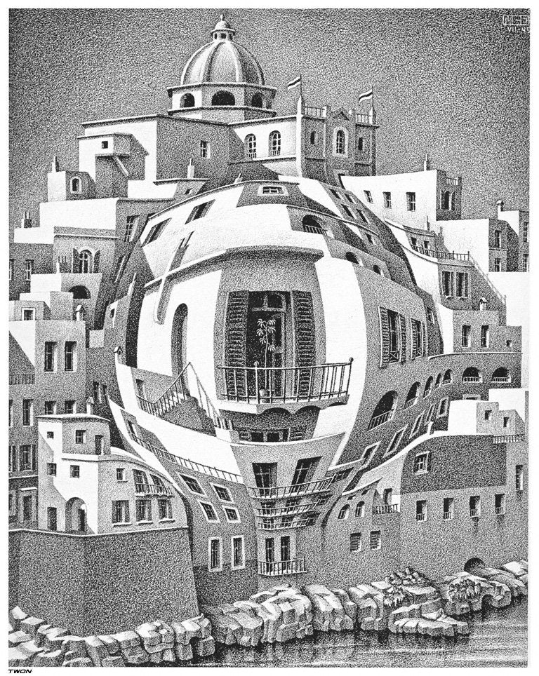 Escher balcony A4 Photo Print