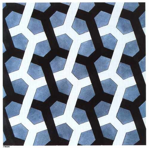 Escher2 102 Twon Interlaced Hexagon A4 Photo Print
