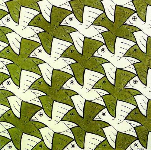 Escher2 181 Twon Symmetry Watercolor 106 Bird A4 Photo Print