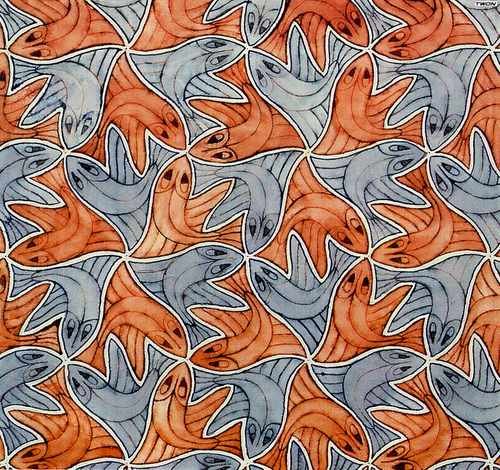 Escher2 185 Twon Symmetry Watercolor 94 Fish A4 Photo Print