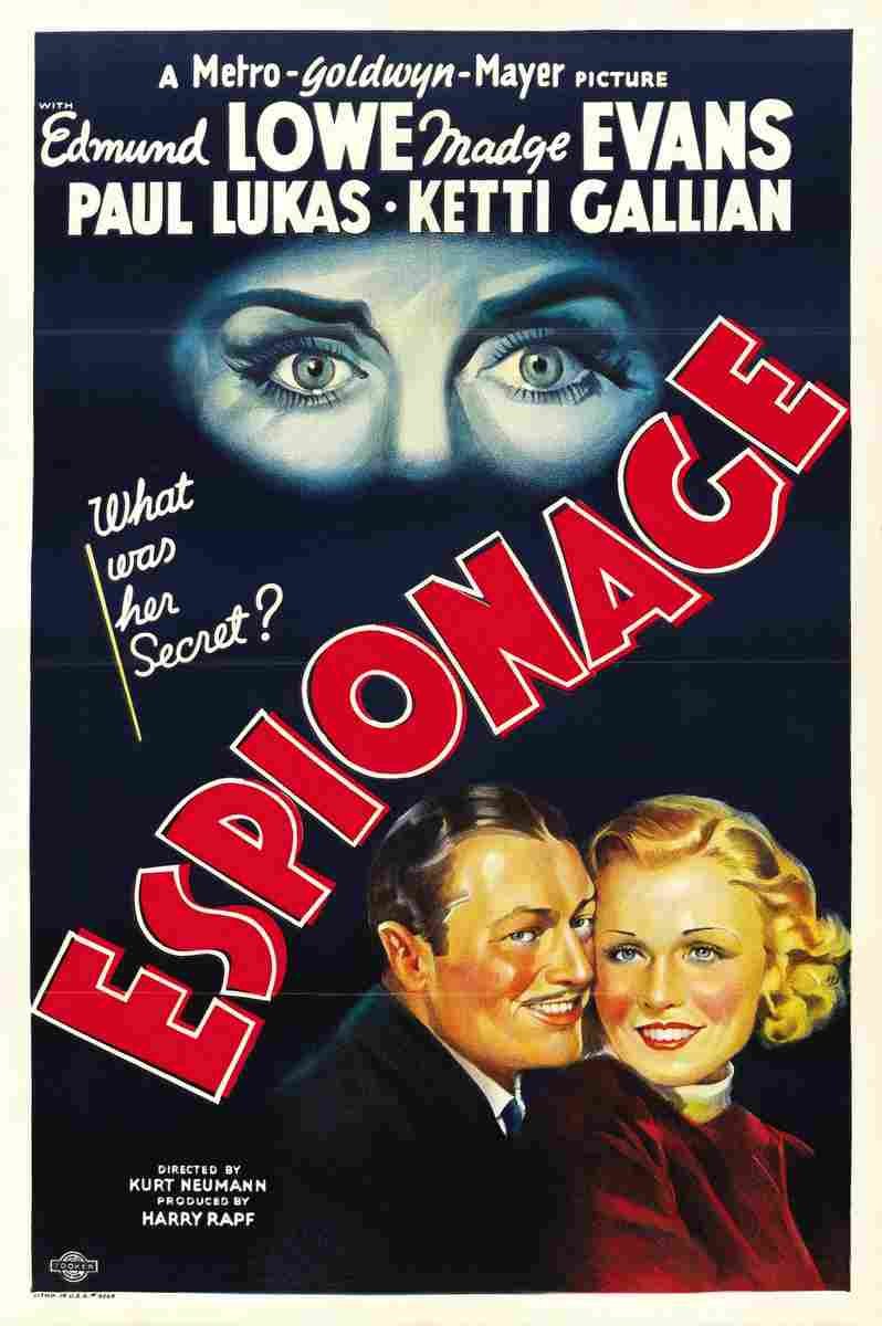 Espionage 1937 01  film star poster A4 Photo Print