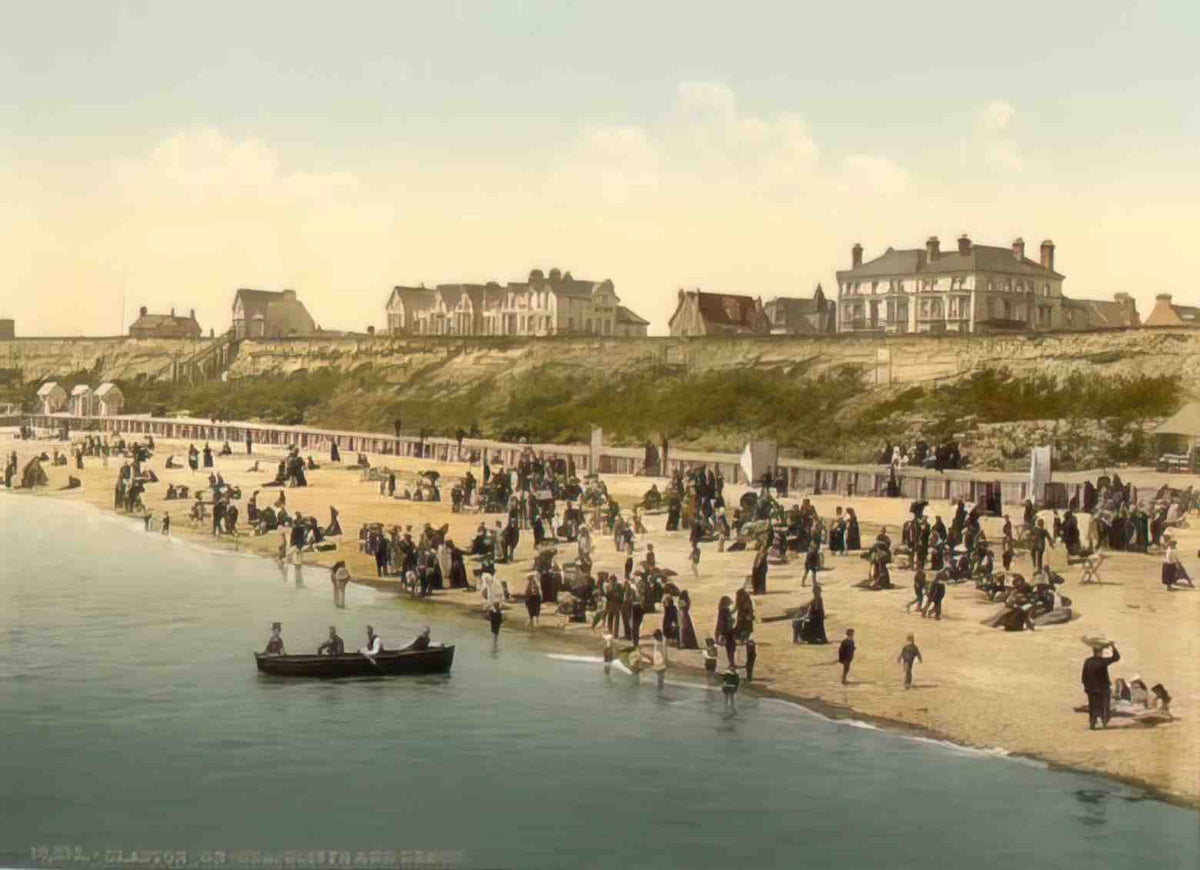 Essex Clacton on Sea Cliffs and Beach Vintage A4 Photo Print