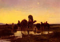 Eugene Alexis Girardet Camel Train By An Oasis At Dawn A4 Photo Print