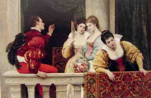 Eugene De Blaas On The Balcony A4 Photo Print