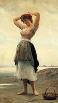 Eugene De Blaas On The Beach A4 Photo Print