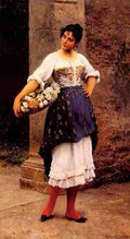 Eugene De Blaas Venetian Flower Seller A4 Photo Print