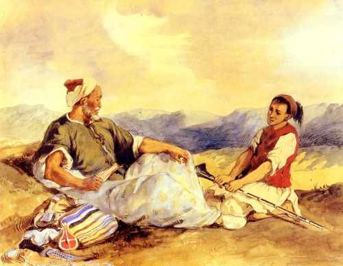 Eugene Delacroix Two Moroccans Seated In The Countryside A4 Photo Print