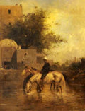 Eugene Fromentin Horses Watering In Aa River A4 Photo Print