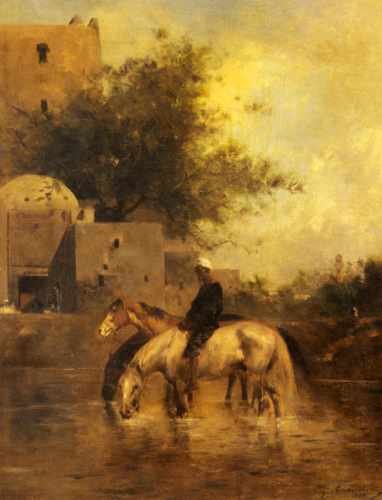 Eugene Fromentin Horses Watering In Aa River A4 Photo Print