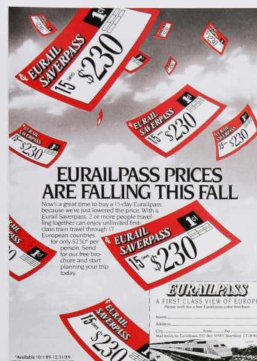 Eurailpass Prices Falling Vintage Retro Advert Ads A4 Photo Print