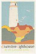Evanston Lighthouse Elevated Vintage Retro Advert Poster A4 Photo Print